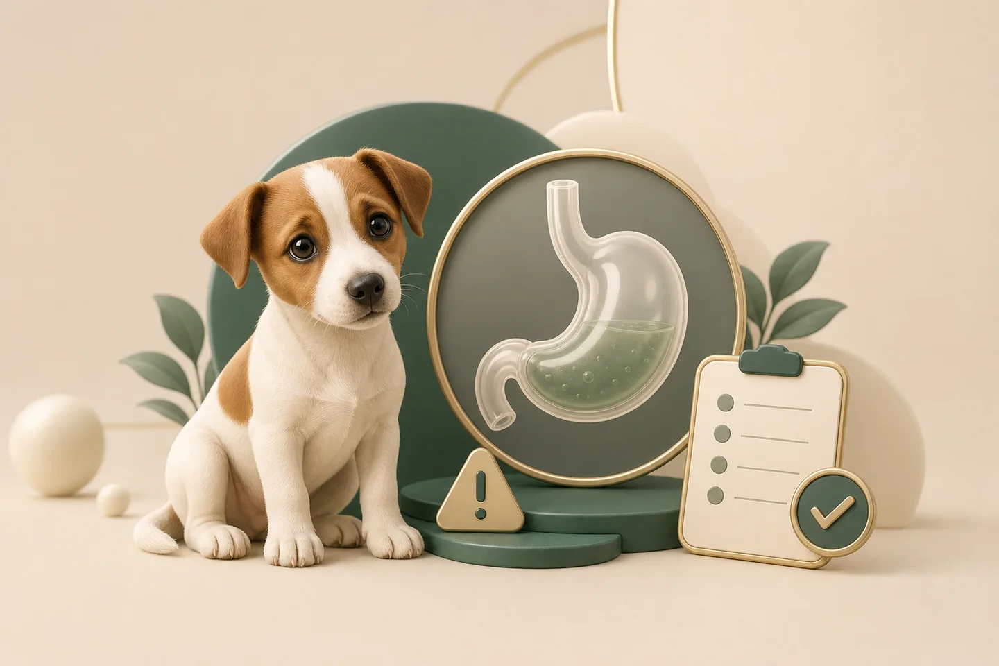 Ilustração 3D sobre vômitos em cães